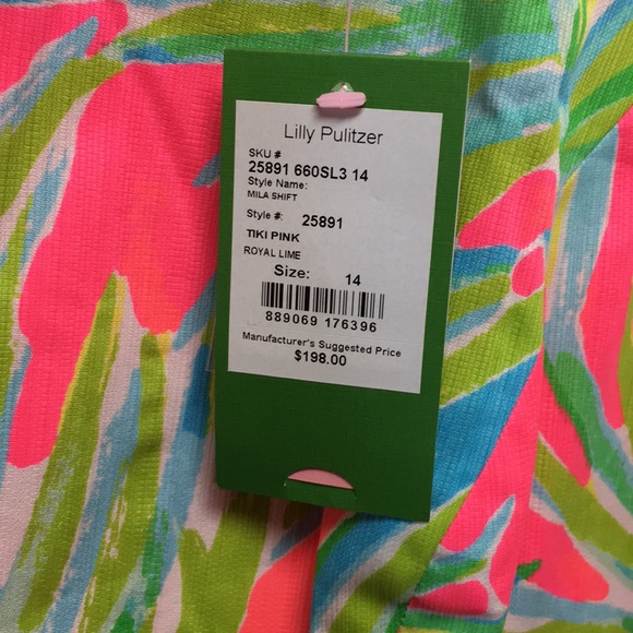 NWT Lilly Pulitzer Mila Tiki Pink Royal Lime Sz 14 - Picture 2 of 2